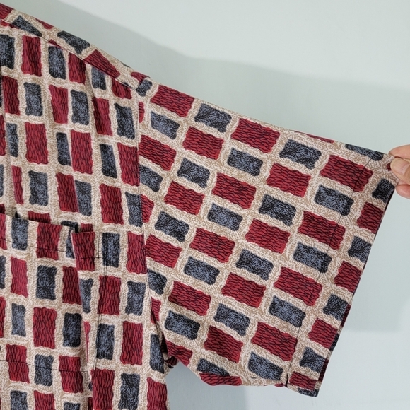 Retro Threads Red/Blue Color Block Button Front Shirt Sz XL Short Sleeve Lyocell - Picture 5 of 12